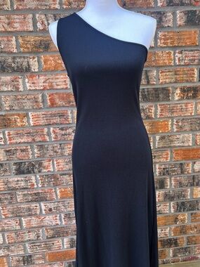 Heatherly One-Shoulder Black Midi Dress Medium Petite Stitch Fix